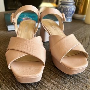 Prada Saffiano platform sandals 39